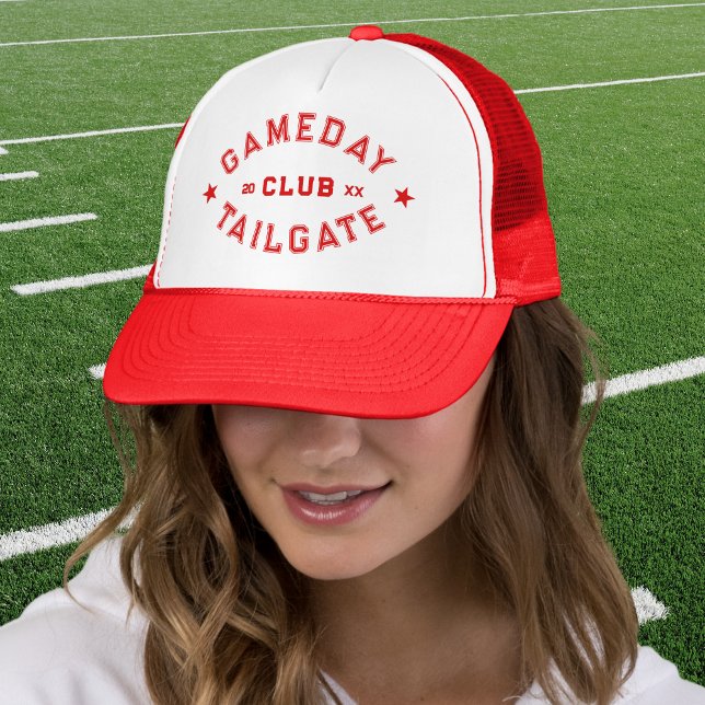 Gameday Tailgate Club Custom Red Football Crest Trucker Hat (Creator Uploaded)