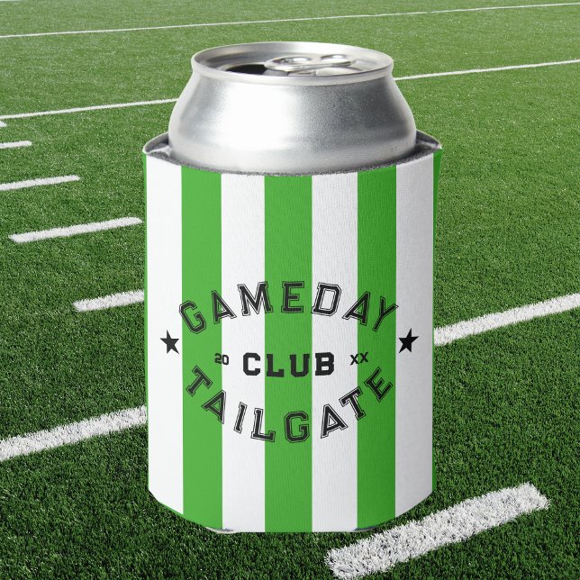 Gameday Tailgate Club Green Stripe Custom Party Can Cooler (Creator Uploaded)