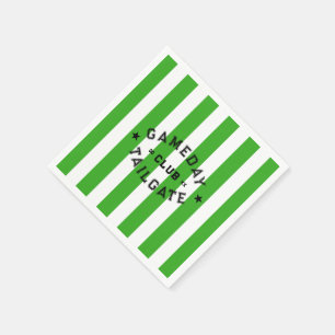 Gameday Tailgate Club Green Stripe Custom Party Napkin