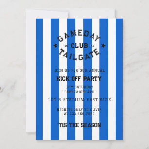 Gameday Tailgate Club Kick Off Party Blue Team Invitation