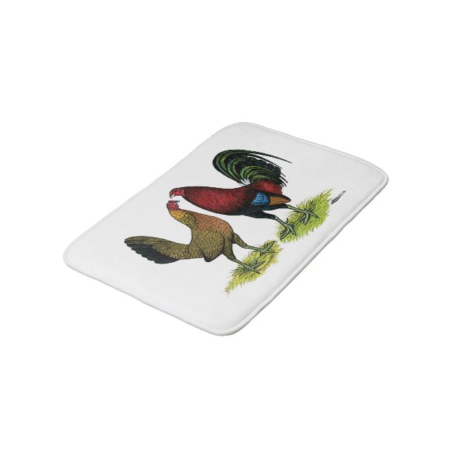 Gamefowl Pair Bath Mat (Angled)