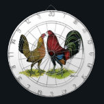 Gamefowl Pair Dartboard<br><div class="desc">This handsome couple are dark red American Gamefowl.</div>