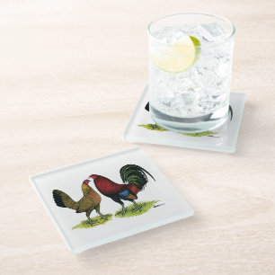 Gamefowl Pair Glass Coaster