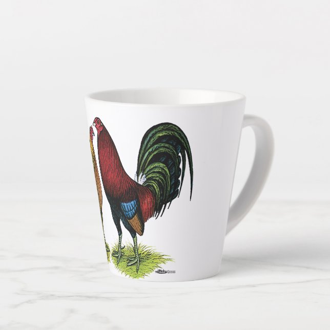 Gamefowl Pair Latte Mug (Right Angle)