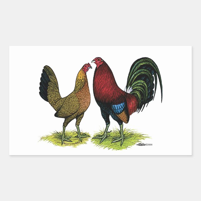 Gamefowl Pair Rectangular Sticker (Front)