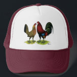 Gamefowl Pair Trucker Hat<br><div class="desc">This handsome couple are dark red American Gamefowl.</div>