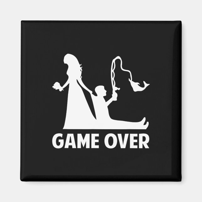 Gameover Bride Groom Wedding Bachelor Bachelorette Magnet (Front)