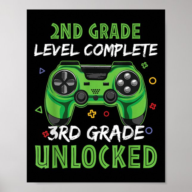 Gamepad 3rd Grade Unlocked Gift For 2nd Level Kids Poster (Front)