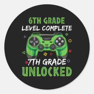 Gamepad 7th Grade Unlocked Gift For 6th Level Kids Classic Round Sticker
