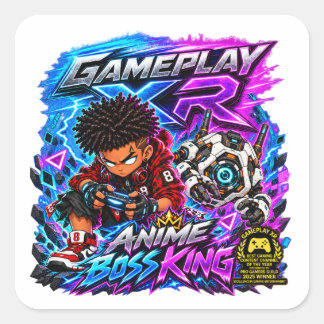 Gameplay XR Anime Boss King Neon City Square Sticker