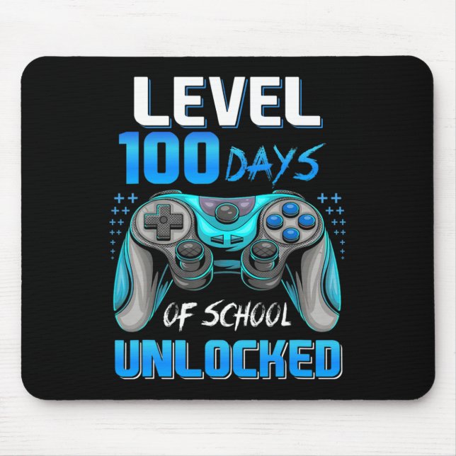 Gamer 100th Day Of School Level 100 Days Unlocked  Mouse Mat (Front)