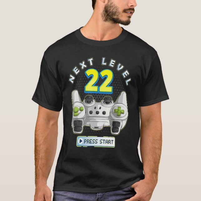 Gamer 22th Birthday Next Level 22 Game Controller  T-Shirt (Front)