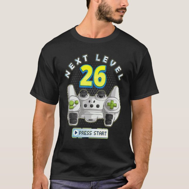 Gamer 26th Birthday Next Level 26 Game Controller  T-Shirt (Front)