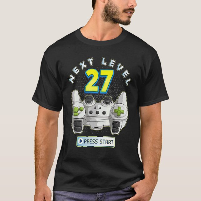 Gamer 27th Birthday Next Level 27 Game Controller  T-Shirt (Front)