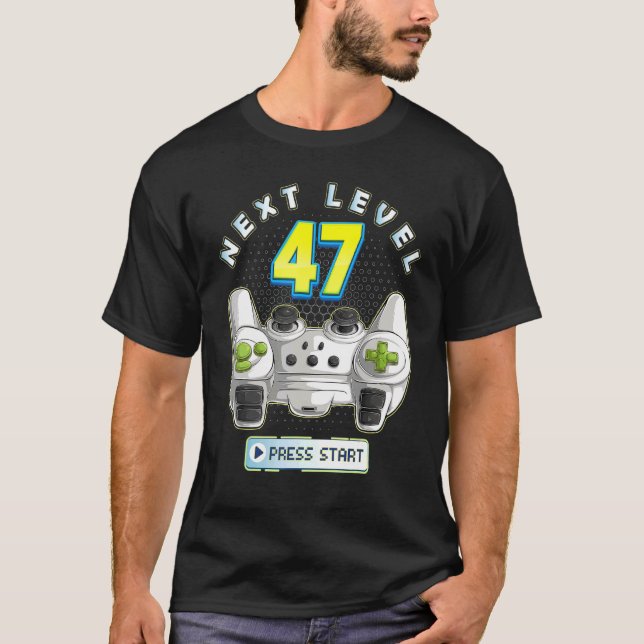 Gamer 47th Birthday Next Level 47 Game Controller  T-Shirt (Front)