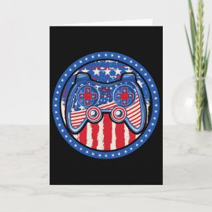 Gamer 4th Of July Boys American Flag Video Game Co Card