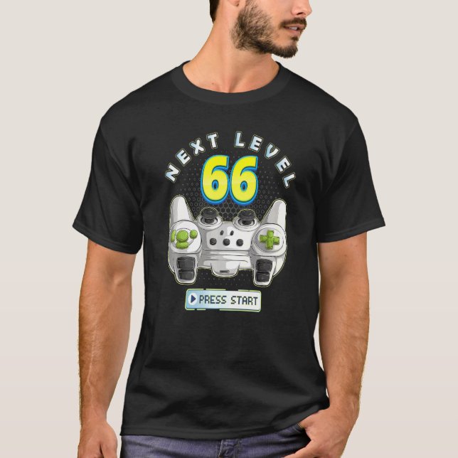 Gamer 66th Birthday Next Level 66 Game Controller  T-Shirt (Front)