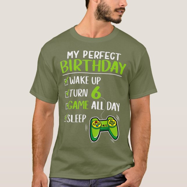 Gamer 6th Birthday Gaming 6 Years Old Perfect T-Shirt (Front)