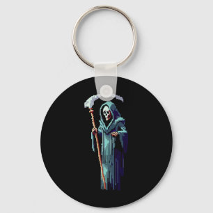 Gamer 8 Bit Pixel Art Video Game Grim Reaper Of De Key Ring
