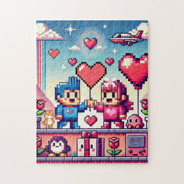 Gamer 8 bit Valentine's Day  Jigsaw Puzzle (Vertical)