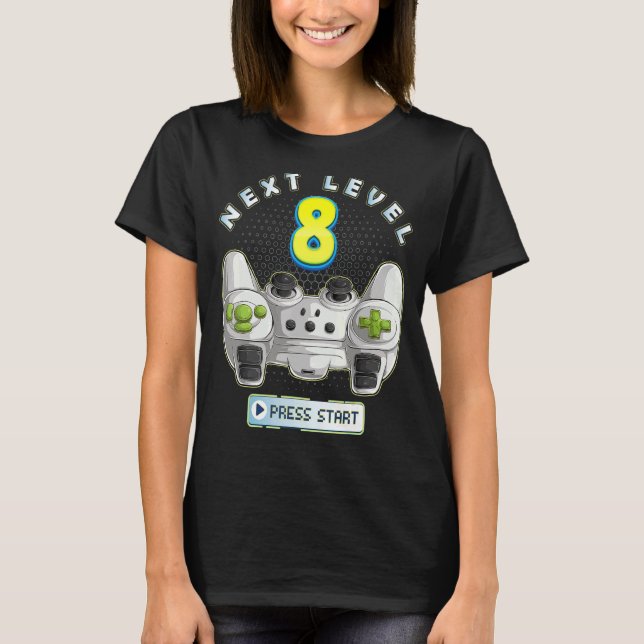 Gamer 8th Birthday Next Level 8 Game Controller Bo T-Shirt (Front)