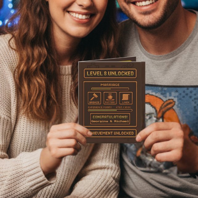 gamer 8th Wedding Anniversary Level 8 unlocked Card (Creator Uploaded)