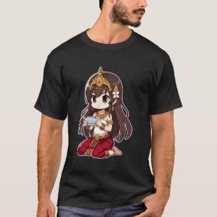 Gamer Apsara Chibi Cambodian Khmer Princess Playin T-Shirt