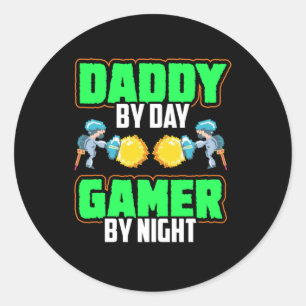 Gamer Art Daddy And Gamer By Night Classic Round Sticker