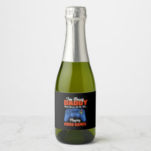 Gamer Art Daddy Time Playing Video Games Sparkling Wine Label
