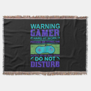 Gamer Art Gamer Hard At Work Throw Blanket