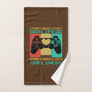 Gamer Art Games Have Lots Of Lives Hand Towel