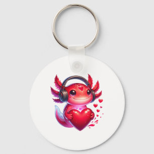 Gamer Axolotl Valentine Video Games Boys Kids Funn Key Ring
