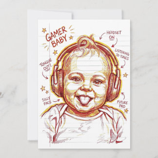 Gamer Baby Funny Gaming Art Invitation