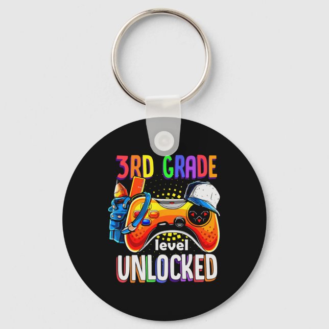 Gamer Back To School Gamepad 3rd Third Grade Level Key Ring (Front)