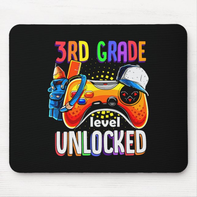 Gamer Back To School Gamepad 3rd Third Grade Level Mouse Mat (Front)