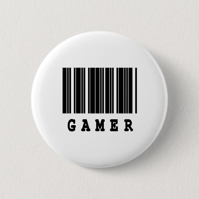 gamer barcode design 6 cm round badge (Front)
