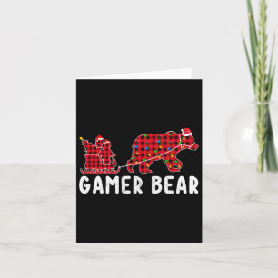 Gamer Bear Sleigh Christmas Family Matching Xmas P Card