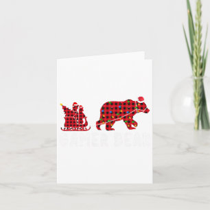 Gamer Bear Sleigh Christmas Family Matching Xmas P Card