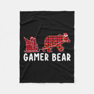 Gamer Bear Sleigh Christmas Family Matching Xmas P Fleece Blanket