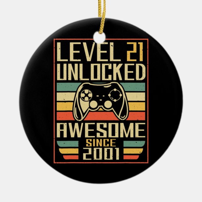 Gamer Birthday 21 Men Women Gaming Awesome Since Ceramic Tree Decoration (Front)