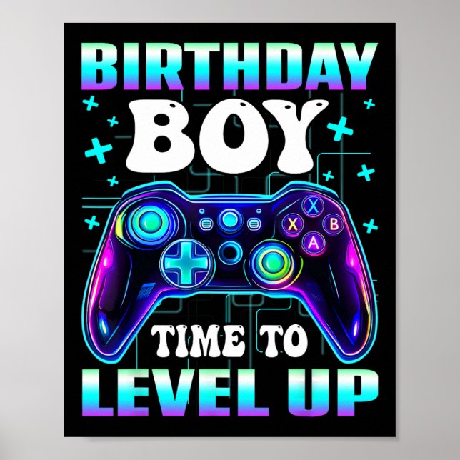 Gamer Birthday Boy Controller Time To Level Up For Poster (Front)