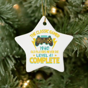 Gamer Birthday Gift Custom Year and Age Ceramic Tree Decoration