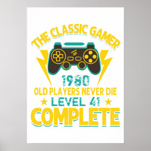 Gamer Birthday Gift Custom Year and Age, Classic Poster