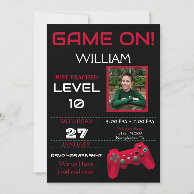 Gamer Birthday Invitation (Front)