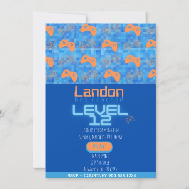 Gamer Birthday  Invitation (Front)