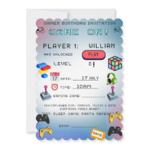 Gamer Birthday Invitation – Level Up Party Card fo