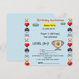 Gamer Birthday Invitation – Retro Pixel Video Game