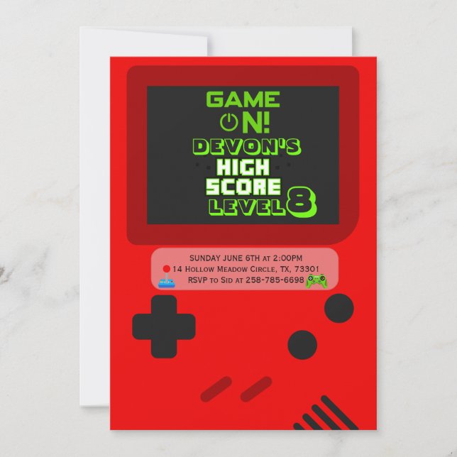 Gamer Birthday Invitations (Front)