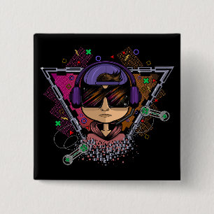 Gamer Boy 15 Cm Square Badge