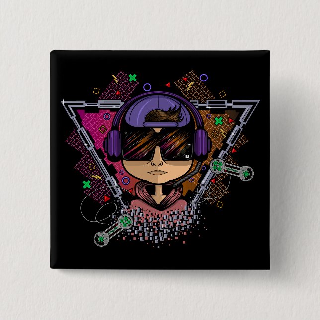 Gamer Boy 15 Cm Square Badge (Front)